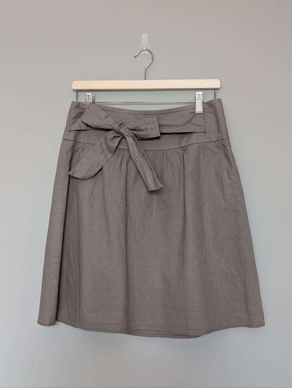 The Limited Taupe Tie Waist A Line Linen Skirt Size 4